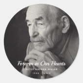 Custom Foto Personalisiert Memorial Beerdigung Tod Runder Aufkleber (Vorderseite)