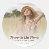 Custom Foto Personalisiert Memorial Beerdigung Tod Runder Aufkleber (Vorderseite)