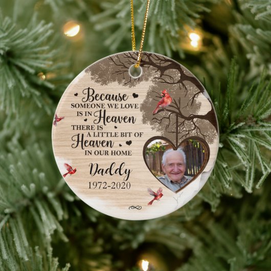 Custom Foto Personalisiert Memorial Death MOrnamen Keramik Ornament (Baum)