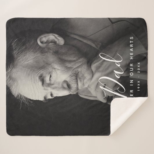 Custom Foto Personalisiert Memorial Vater Vater Sherpadecke (Vorderseite (Horizontal))