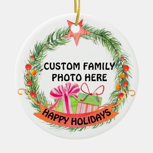 Custom Foto Personalisierter Weihnachtsbaum Keramik Ornament (Vorne)