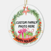 Custom Foto Personalisierter Weihnachtsbaum Keramik Ornament (Links)