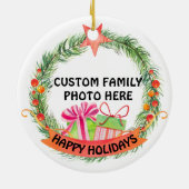 Custom Foto Personalisierter Weihnachtsbaum Keramik Ornament (Hinten)