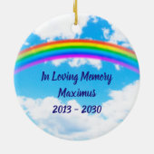 Custom Foto Pet Dog Memorial Rainbow Bridge Keramikornament (Hinten)