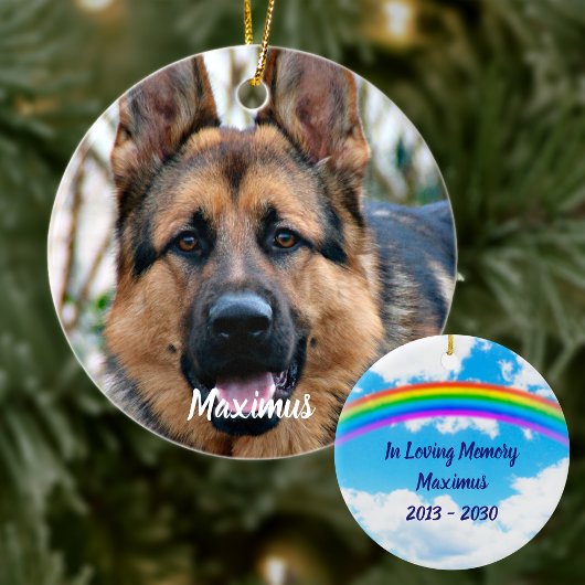 Custom Foto Pet Dog Memorial Rainbow Bridge Keramikornament