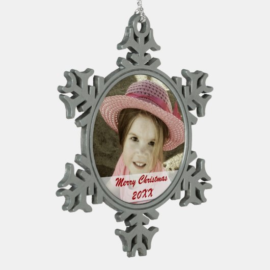 Custom Foto Pewter Snowflake Ornamente (Links)