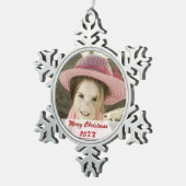Custom Foto Pewter Snowflake Ornamente (Rechts)