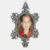 Custom Foto Pewter Weihnachtsschmuck Schneeflocken Zinn-Ornament (Links)