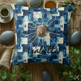 Custom Foto Pillow mit Rahmen und Abstrakt Blue Kissen