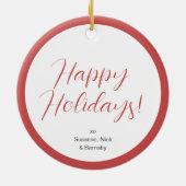 Custom Foto Pine Sprig Evergreen Kranz Keramik Ornament (Hinten)