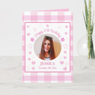 Custom Foto Pink 17. Geburtstag Gruß Karte