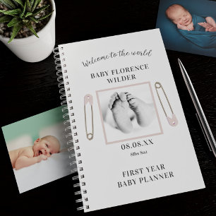 Custom Foto Pink Baby Girl First Year Planner Planer