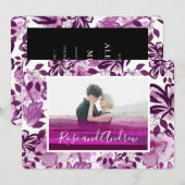 Custom Foto Pink Floral Muster Hochzeit Einladung (Vorne/Hinten)