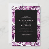 Custom Foto Pink Floral Muster Hochzeit Einladung (Rückseite)