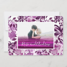 Custom Foto Pink Floral Muster Hochzeit