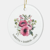 Custom Foto Pink Floral Weihnachten Keramik Ornament (Links)