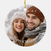Custom Foto Pink Floral Weihnachten Keramik Ornament (Hinten)
