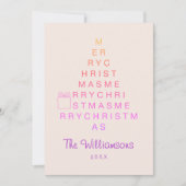 Custom Foto Pink Merry Weihnachtsbaum Feiertagskarte (Vorderseite)