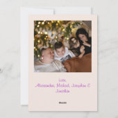 Custom Foto Pink Merry Weihnachtsbaum Feiertagskarte (Rückseite)