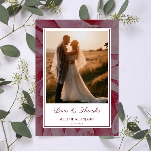 Custom Foto Pink Romantische Flora Dankeschön Kart Einladung