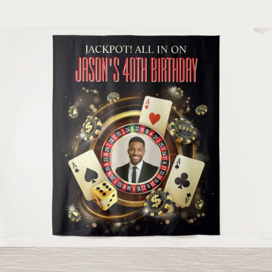 Custom Foto Poker Casino Deco, Casino Birthday Wandteppich (Vorderseite)