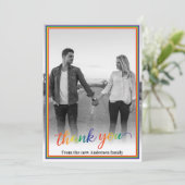 Custom Foto Pride Rainbow Frame Vielen Dank Dankeskarte (Stehend Vorderseite)