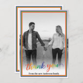 Custom Foto Pride Rainbow Frame Vielen Dank Dankeskarte (Vorne/Hinten)