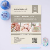 Custom Foto QR Bäckerei Beige Flyer (Einzeln)