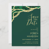 Custom Foto QR Code Emerald Green Agate Modern Save The Date (Vorderseite)