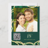 Custom Foto QR Code Emerald Green Agate Modern Save The Date (Rückseite)