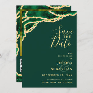 Custom Foto QR Code Emerald Green Agate Modern Save The Date