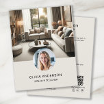 Custom Foto QR Code Social Media Beruflich Flyer<br><div class="desc">Erstellen Sie einen beruflichen und modernen Business-Flyer mit zwei individuellen Fotos auf der Vorderseite und personalisierten Details, sowie einen scannbaren QR-Code auf der Rückseite, um das Netzwerk zu erleichtern. Ideal für Innenarchitekten, Fotografen, Künstler, Modedesigner und andere Kreative, die einen bleibenden Eindruck machen möchten. Steigern Sie noch heute Ihr Geschäft mit...</div>
