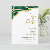 Custom Foto QR Code White Emerald Gold Modern Save The Date (Stehend Vorderseite)