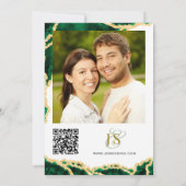 Custom Foto QR Code White Emerald Gold Modern Save The Date (Rückseite)
