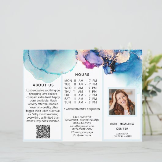 *~* CUSTOM - Foto QR Trifold Broschüre Abstrakt (Stehend Vorderseite)