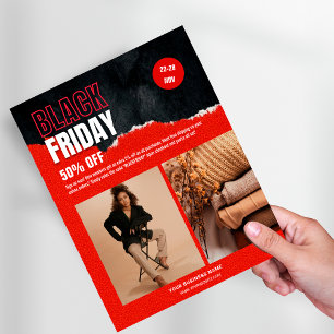 Custom Foto Red Black Friday Produktwerbung Flyer