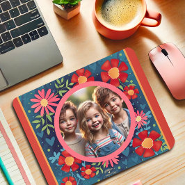 Custom Foto Red Blue Fun Farbenfrohe Blüte Mousepad
