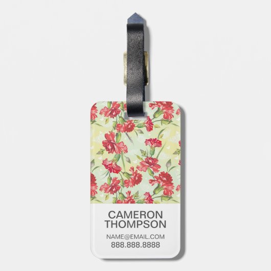 Custom Foto Red Carnation & Schmetterling Gepäckanhänger (Rückseite vertikal)