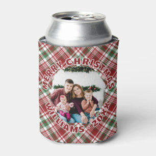 Custom Foto Red Green Tartan Karierte Weihnachten Dosenkühler