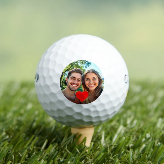 Custom Foto Red Heart Valentines Gift Golfball (Insitu T-Shirt)