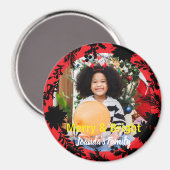 Custom Foto Red Merry Bright Weihnachten Magnet (Vorderseite/Rückseite)