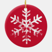 Custom Foto Red Snowflake Circle Ornament (Hinten)