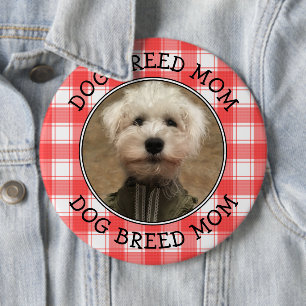 Custom Foto Red & White Country Bauernhof Kariert Button