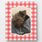 Custom Foto Red & White Country Bauernhof Kariert Fotoplatte (Vorderseite)