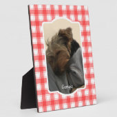 Custom Foto Red & White Country Bauernhof Kariert Fotoplatte (Seite)