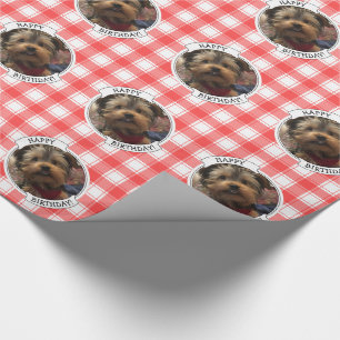 Custom Foto Red & White Country Bauernhof Kariert Geschenkpapier