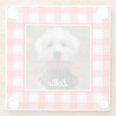 Custom Foto Red & White Country Bauernhof Kariert Glasuntersetzer (Rückseite)