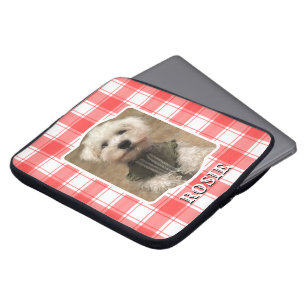 Custom Foto Red & White Country Bauernhof Kariert Laptopschutzhülle
