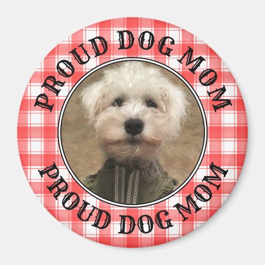 Custom Foto Red & White Country Bauernhof Kariert Magnet (Vorne)