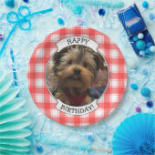 Custom Foto Red & White Country Bauernhof Kariert Pappteller (Party)